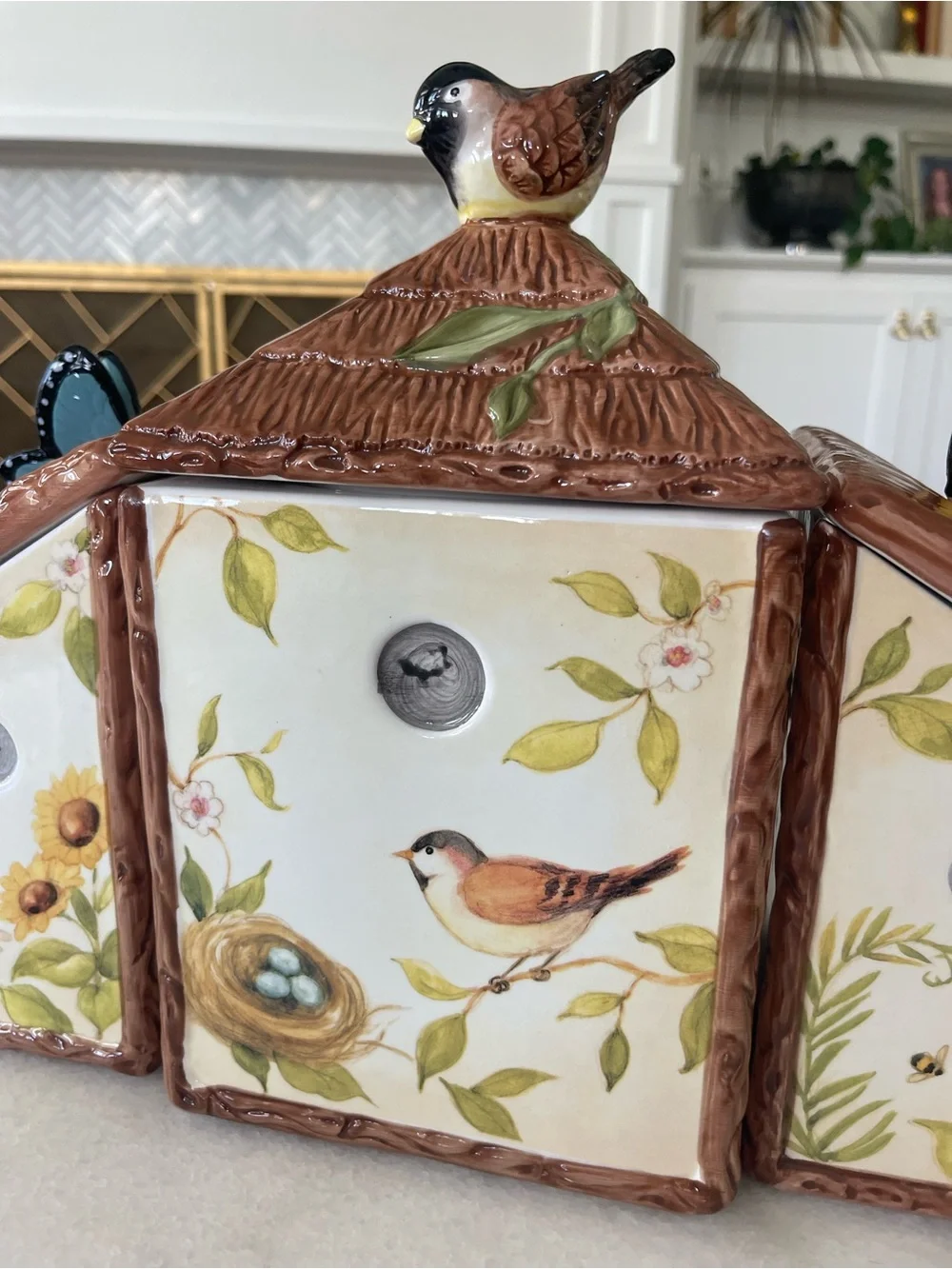 Nesting Garden by Susan Winget Cracker Barrel Canister Set Birdhouse Cookie Jar